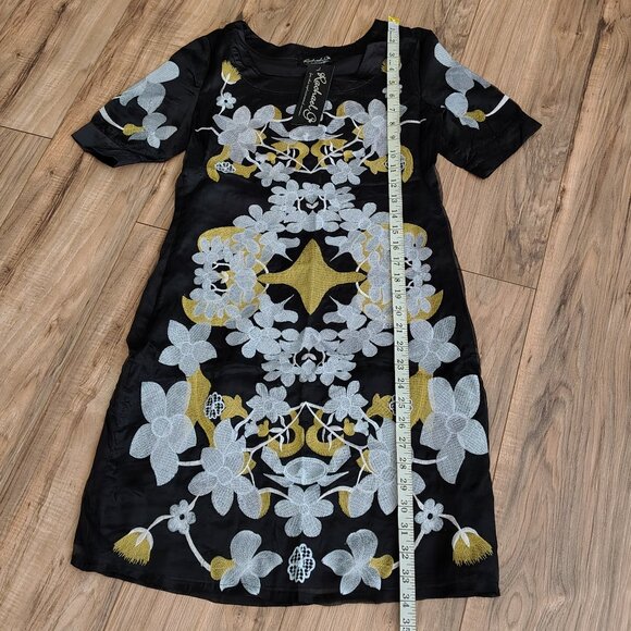 Rachael G. Black Floral Summer Dress with Short Sleeves, Sizes M and S - Picture 11 of 13